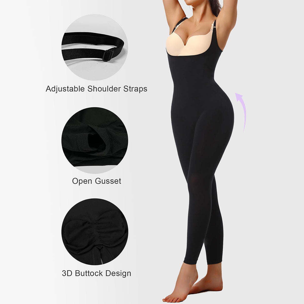 3-in-1 Seamless Open-Bust Tummy Control Legging Bodysuit